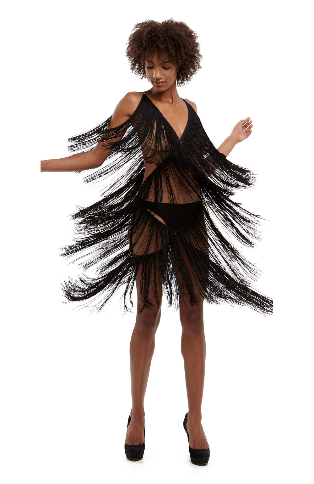 DSTM 1588 Lota Fringe Dress in Black DSTM 1588 Lota Fringe Dress in Black