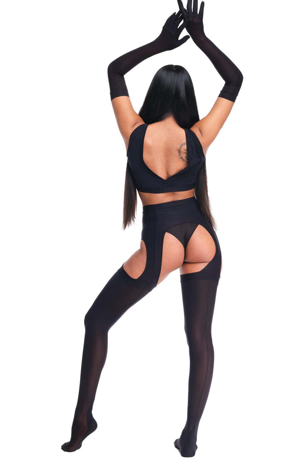 1731 / Sever Suspender Tights / Black